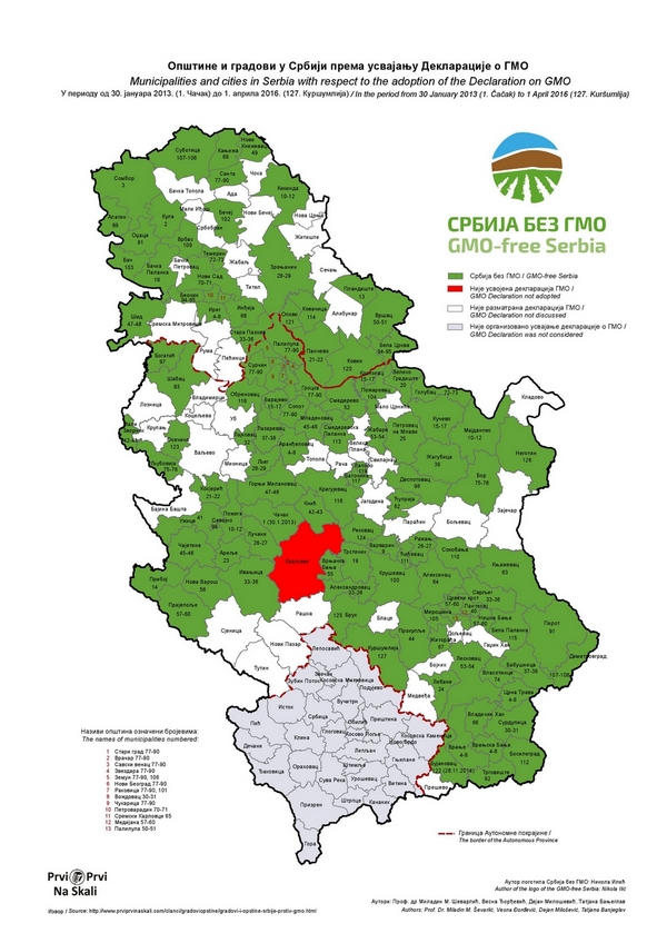 PRVI PRVI NA SKALI Karta Srbija bez GMO